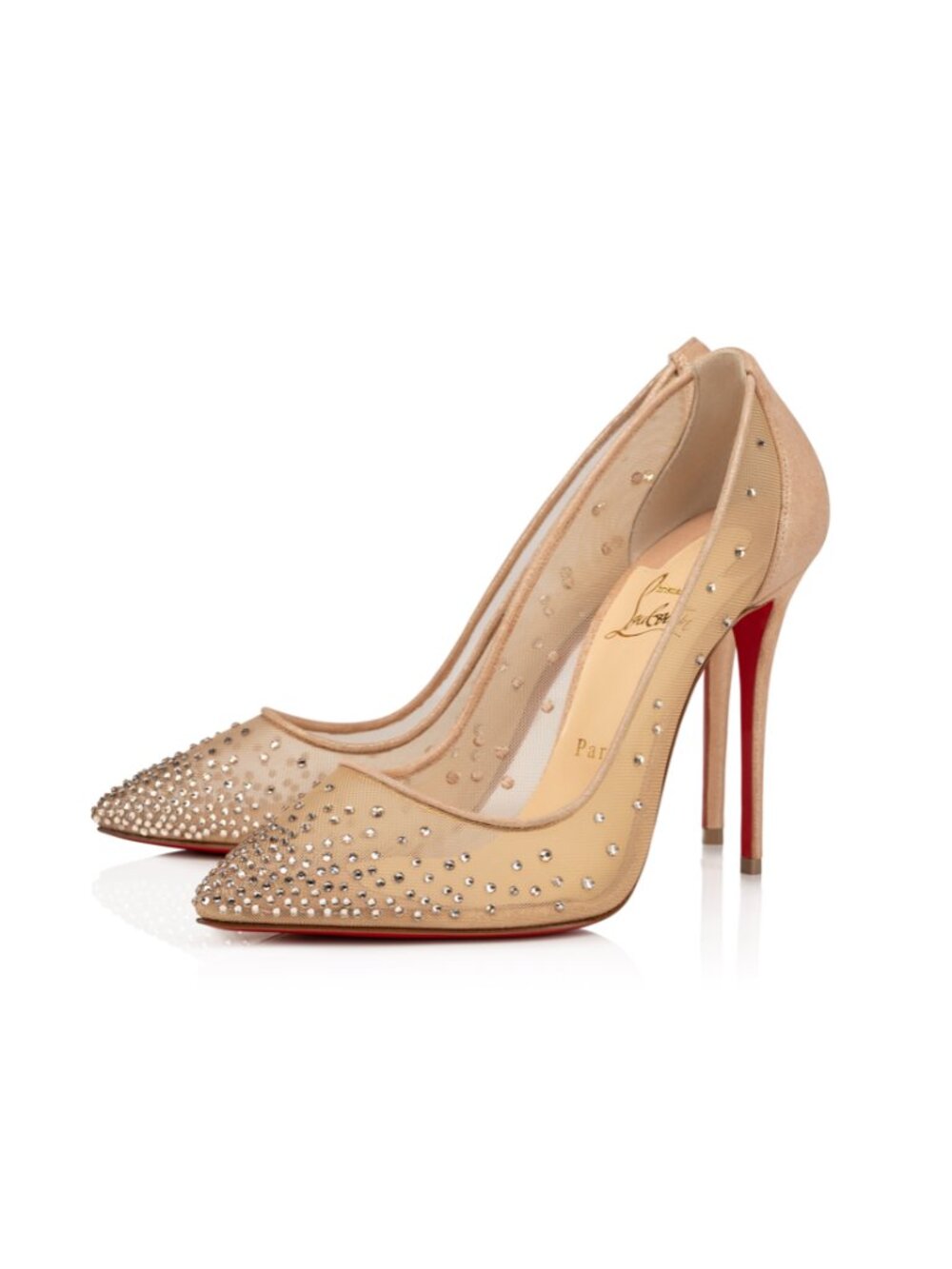 Christian Louboutin Follies Strass embellished mesh pumps